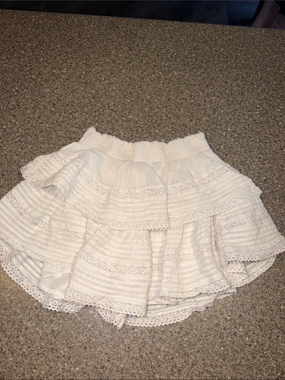 aerie White Tiered Lace Ruffle Mini Skirt
